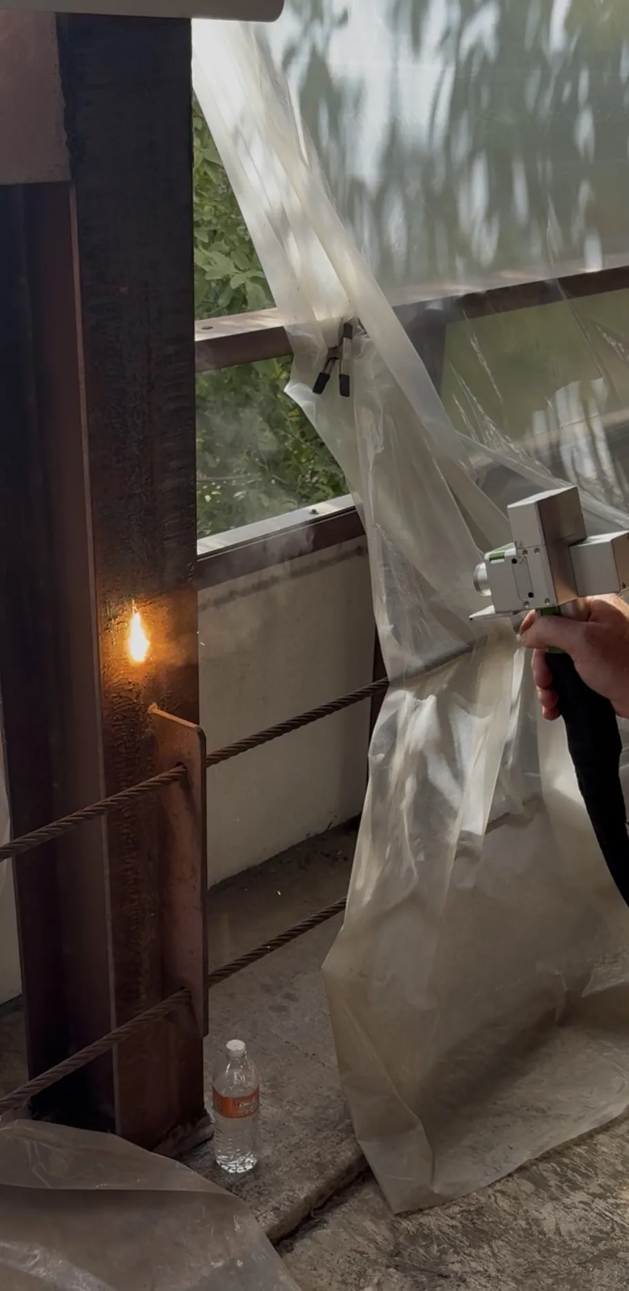 Laser Cleaning Rust Off Steel Beams Before Repainting image